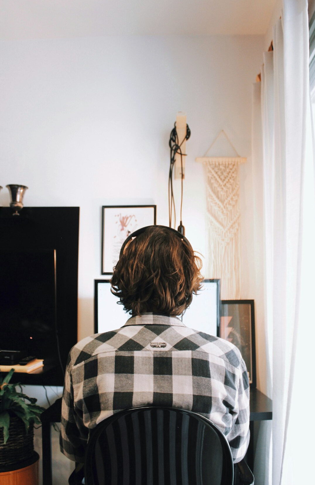 writer at desk typing